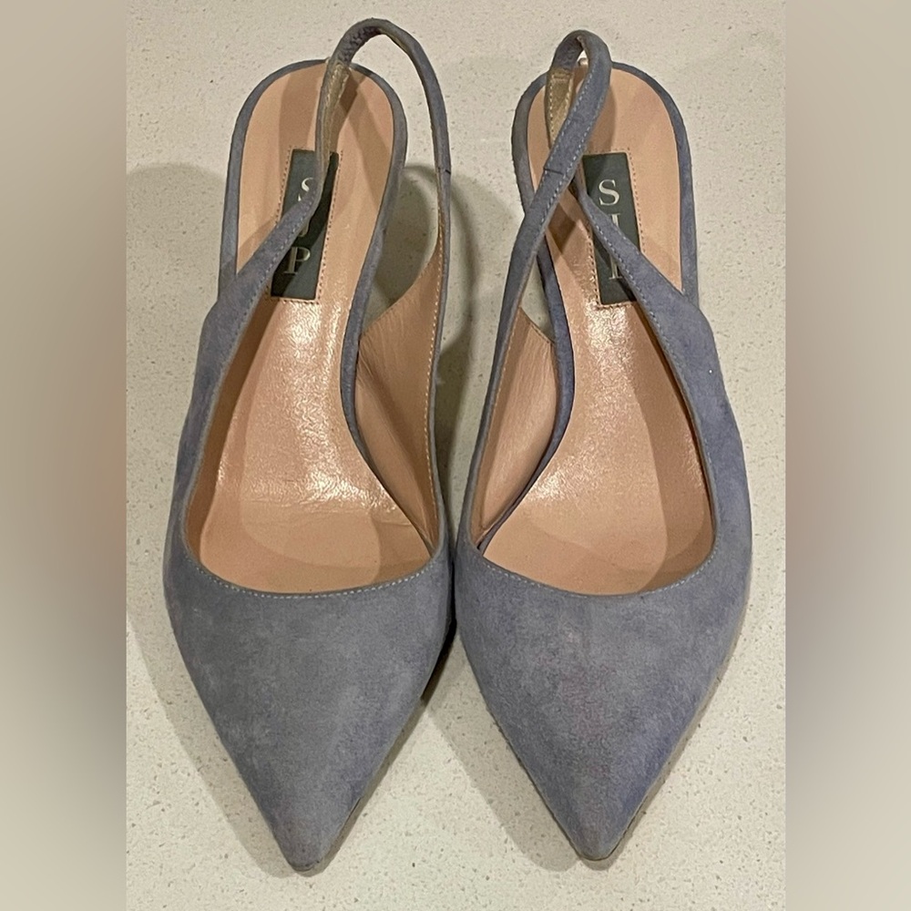 SJP Petrel Blue Grey Slingback Heels